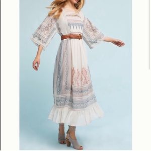 🌅☀️Anthropologie Maeve Toronto Embroidered Sheer Maxi Dress - No Lining☀️🌅